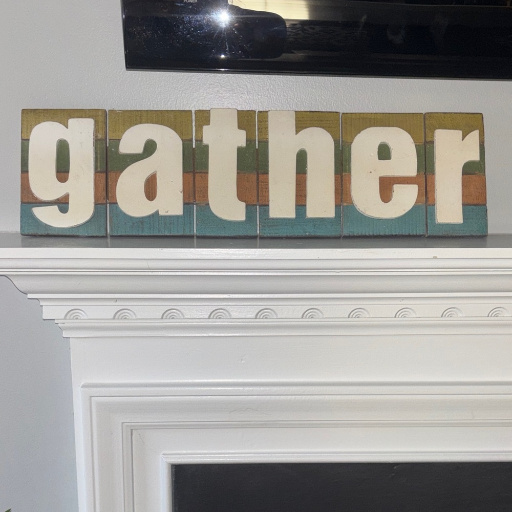 Wooden 'Gather' Block Decor
